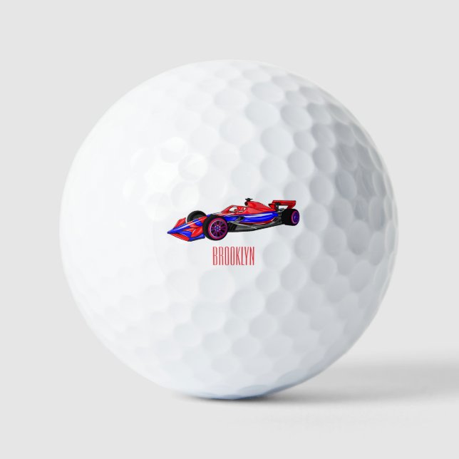 Professional racing car cartoon illustration golf balls (Front)