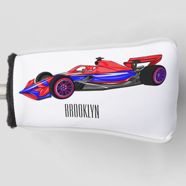 Professional racing car cartoon illustration golf head cover (Front)