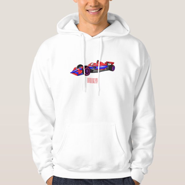Professional racing car cartoon illustration hoodie (Front)