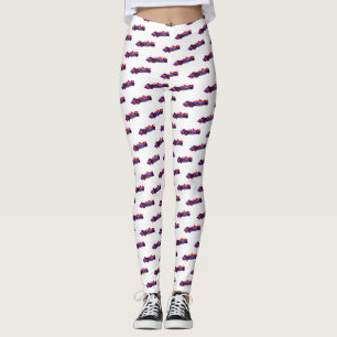 Professional racing car cartoon illustration leggings