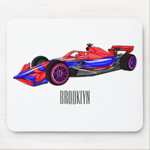 Professional racing car cartoon illustration mouse mat