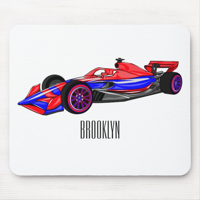 Professional racing car cartoon illustration mouse mat (Front)