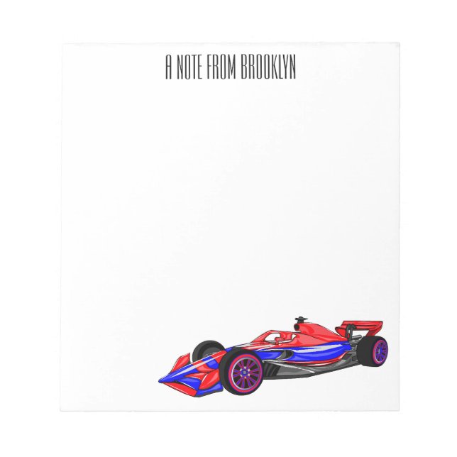Professional racing car cartoon illustration notepad (Front)
