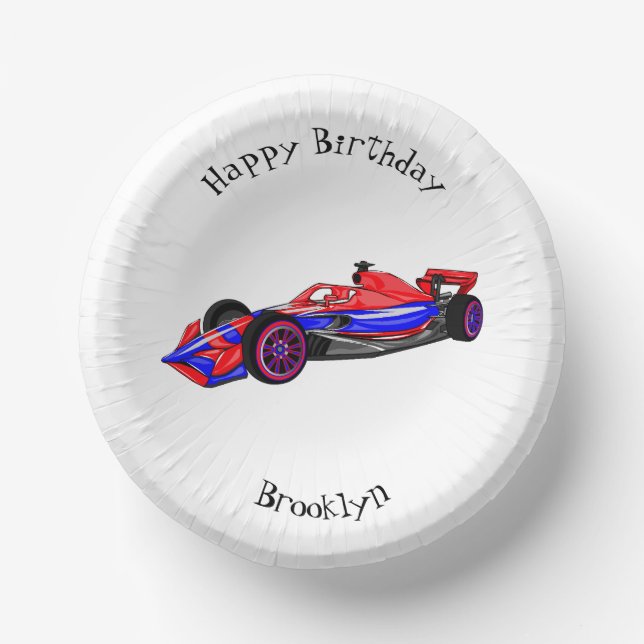 Professional racing car cartoon illustration paper plate (Front)