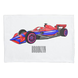 Professional racing car cartoon illustration pillowcase
