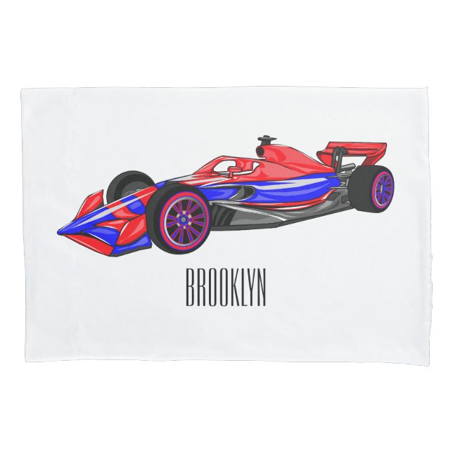 Professional racing car cartoon illustration pillowcase (Front)