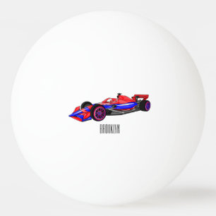 Professional racing car cartoon illustration ping pong ball