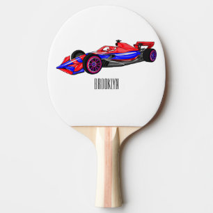 Professional racing car cartoon illustration ping pong paddle