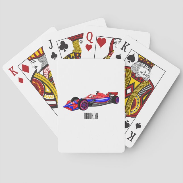 Professional racing car cartoon illustration playing cards (Back)