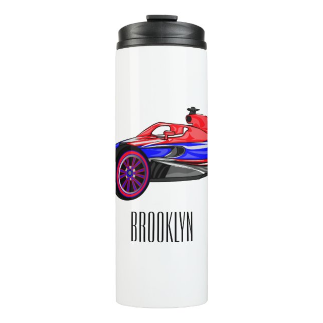 Professional racing car cartoon illustration thermal tumbler (Front)