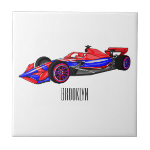 Professional racing car cartoon illustration tile