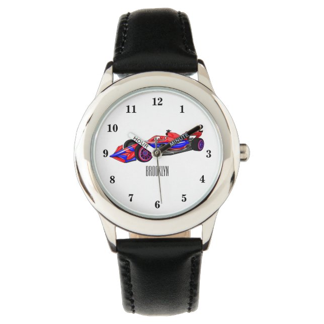 Professional racing car cartoon illustration watch (Front)