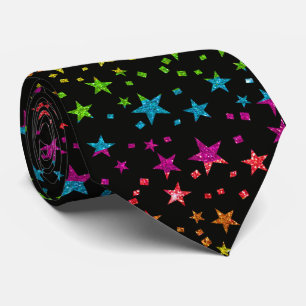 Professional Rainbow Glitter Stars Groom Black Tie