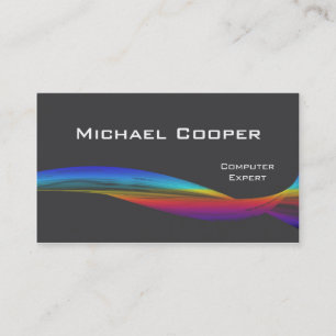 Professional Rainbow Wave Business Card Grey