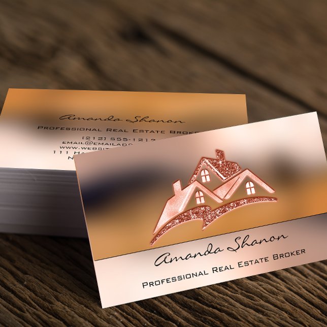 Professional Real Estate Agent Broker Rose House Business Card (Creator Uploaded)