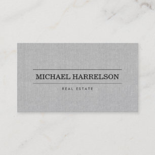 Professional Real Estate Agent Grey Linen Business Card