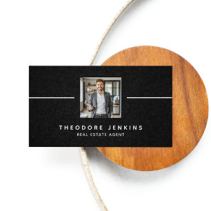 Professional Real Estate Agent Photo Black & White Business Card