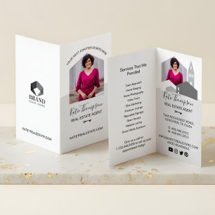 Professional Real Estate Agent Photo & Services Business Card