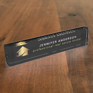 Professional Real Estate Broker Agent Nameplate