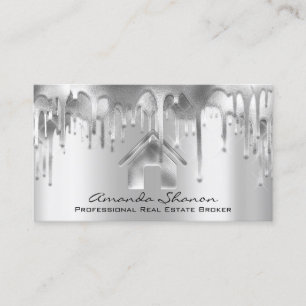 Professional Real Estate Broker Agent Silver Grey Business Card