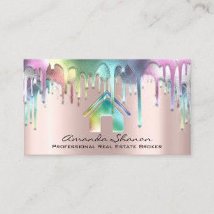 Professional Real Estate Broker Rose HolographDrip Business Card