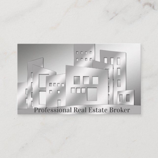 Professional Real Estate Broker silver Business Ca Business Card (Front)