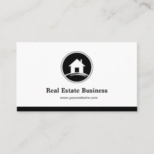 Professional Real Estate Broker Simple Black White Business Card