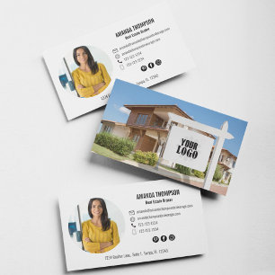 Professional Real Estate Employee Photo Business Card