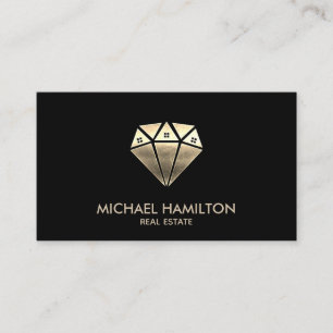 Professional real estate gold diamond house logo business card