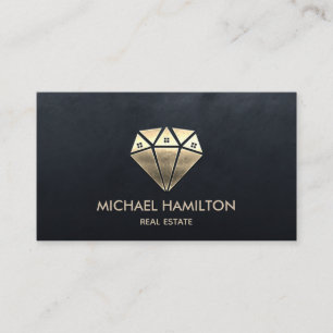 Professional real estate gold diamond house logo business card