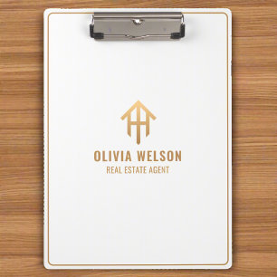 Professional Real Estate Gold & White Realtor Clipboard