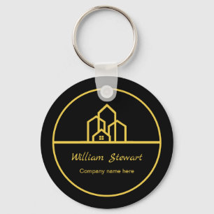 Professional Real Estate Modern Black Custom House Key Ring
