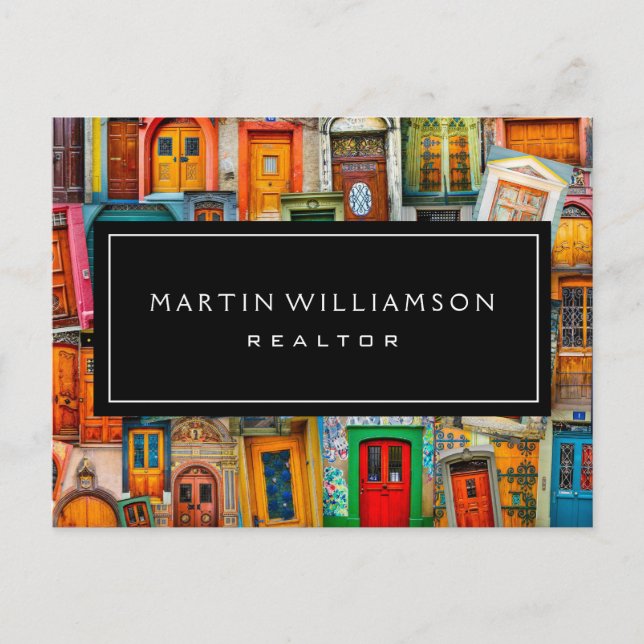 Professional Real Estate Modern Classic Doors Busi Postcard (Front)