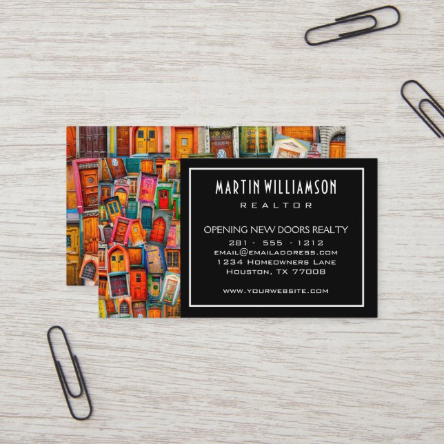 Professional Real Estate Modern Classic Doors Business Card (Front/Back In Situ)