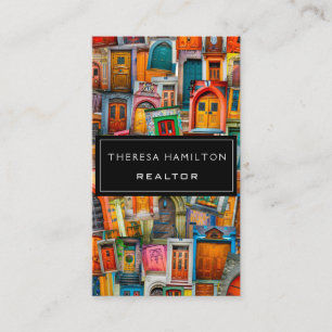 Professional Real Estate Modern Classic Doors Business Card