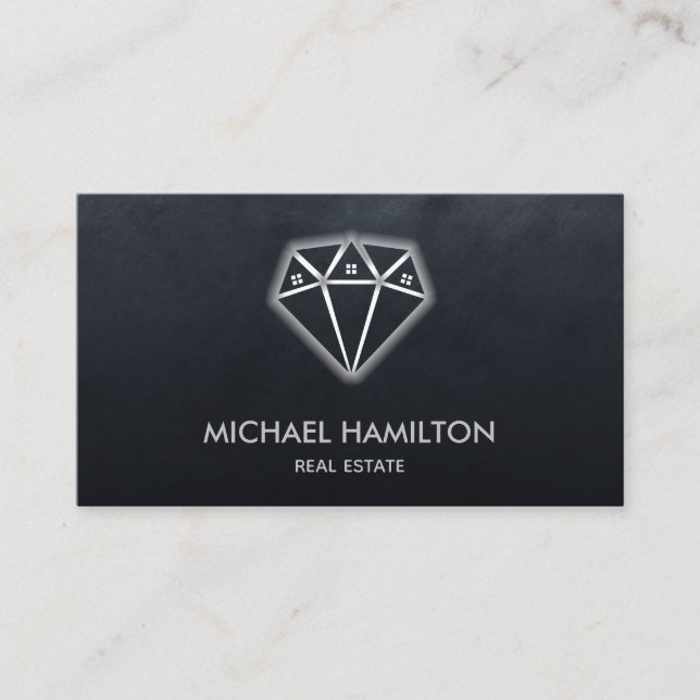 Professional real estate modern diamond house logo business card (Front)