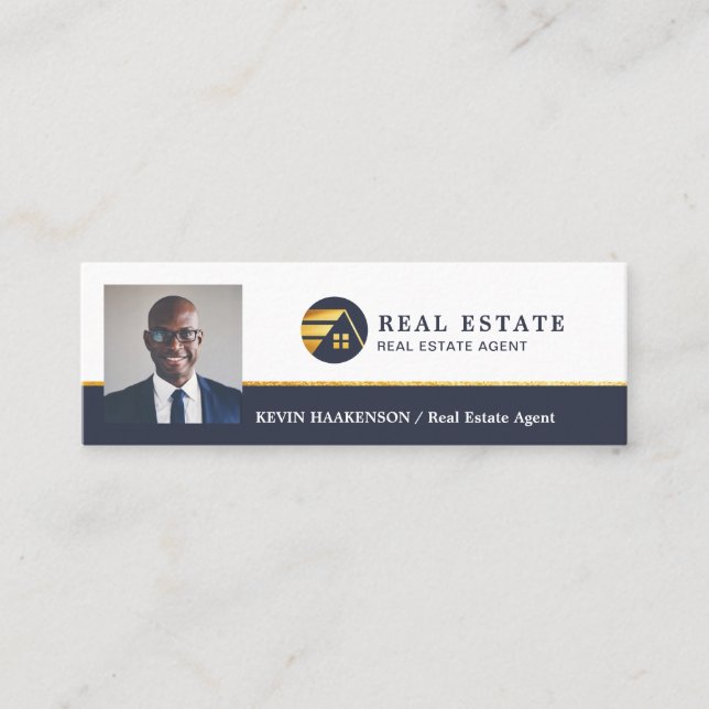 Professional Real Estate | Photo Layout Mini Business Card (Front)