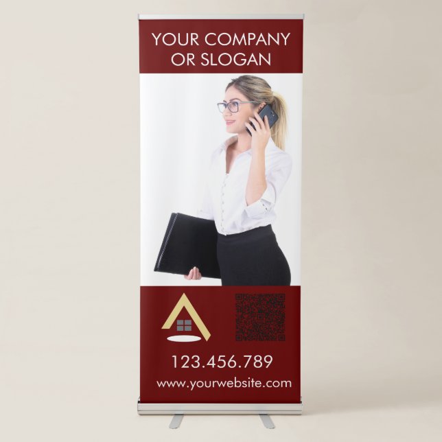 Professional Real Estate Photo Realtor QR Code Retractable Banner (Front)