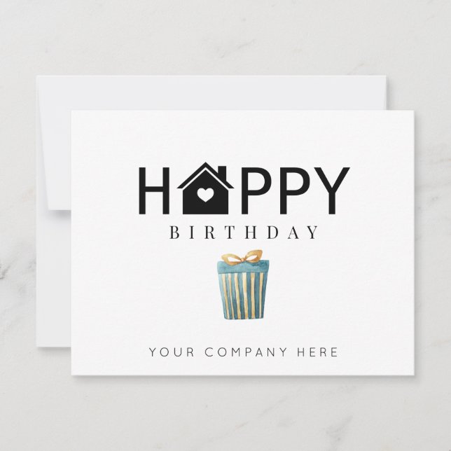 Professional Real Estate Present Happy Birthday   Card (Front)