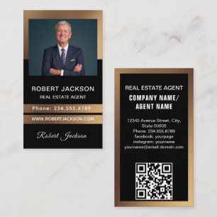 professional real estate realtor add photo QR code Business Card