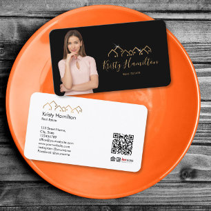 professional real estate realtor add photo QR code Business Card