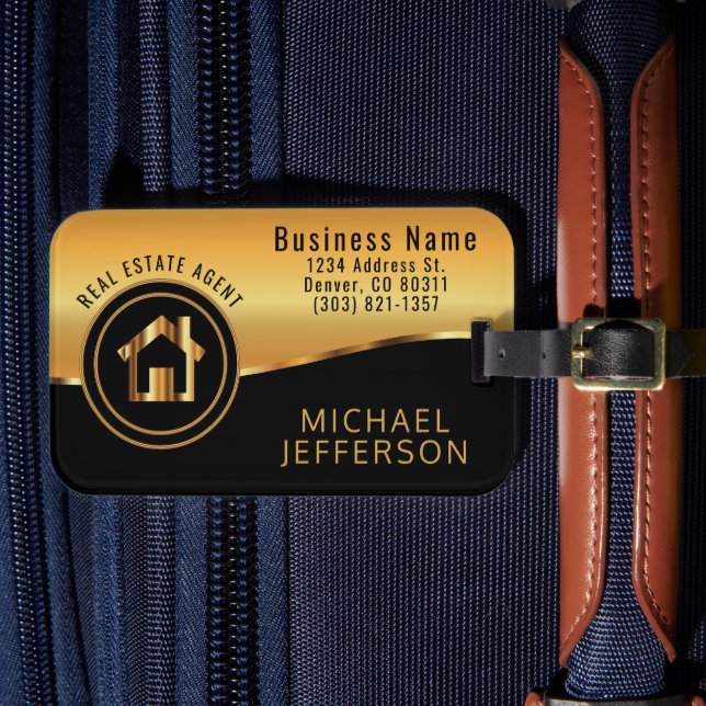 Professional Realtor  - Black & Gold Luggage Tag (Front Insitu 4)