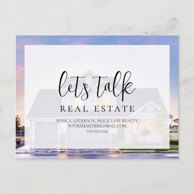 Professional Realty House Marketing Contact Info  Postcard (Front)