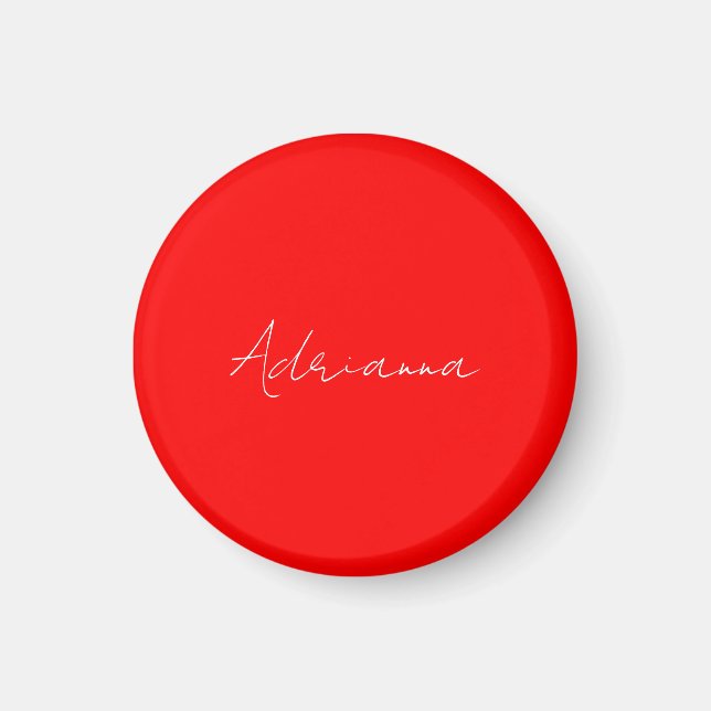 Professional red add your name handwriting retro magnet (Front)