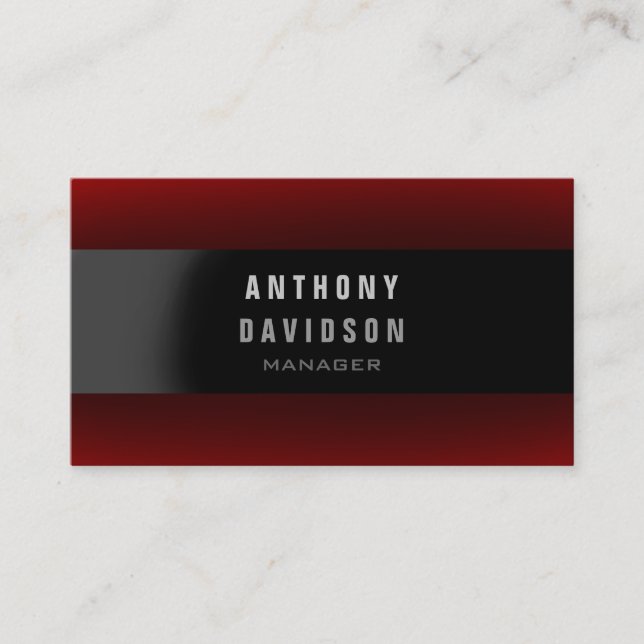 Professional Red Black Grey Manager Business Card (Front)