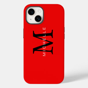 Professional Red Black Monogram Your Name iPhone 14 Case