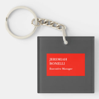 Professional red grey minimalist modern your name key ring