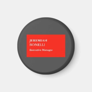 Professional red grey minimalist modern your name magnet