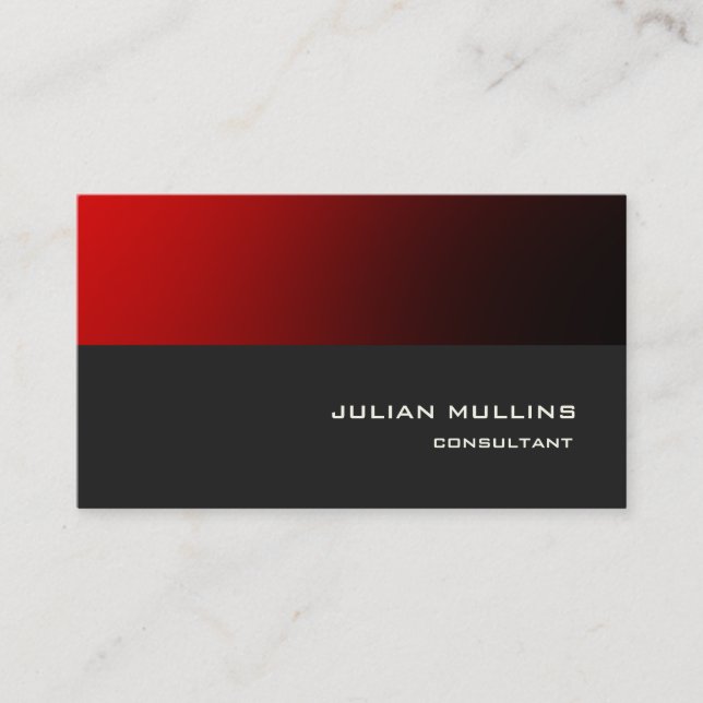 Professional Red Grey Trendy Modern Elegant Business Card (Front)
