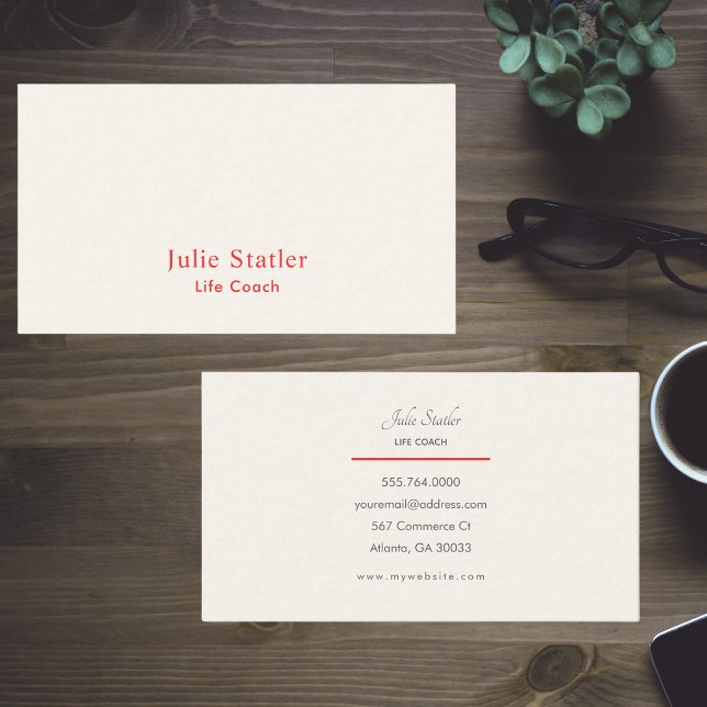 Professional Red & Ivory Modern Typography Business Card (Creator Uploaded)